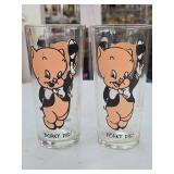 Pepsi Collector Series Porky Pig Glasses Pair