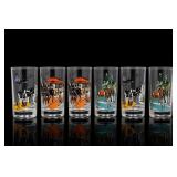6 Rickshaw Motif Drinking Glasses