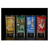 4 Libbey Vintage City-Themed Glasses