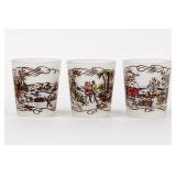 3 1950s Libbey Currier & Ives Short Tumblers