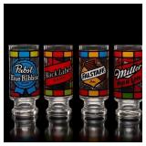 4 1970s Anchor Hocking Vintage Beer Logo Glasses