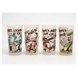 Four Animated Cartoon Drinking Glasses