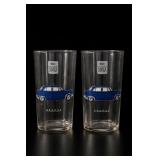 Simca Aronde Blue Car Drinking Glasses Pair