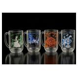 Four Vintage Glass Song Mugs
