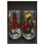 Pair of Christmas-Decorated Glass Tumblers