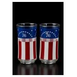 2 Bicentennial 76 Patriotic Glasses