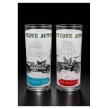 2 Antique Autos Themed Glasses