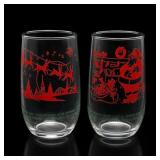 2 Sealtest Cottage Cheese Christmas Glasses