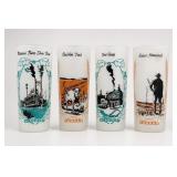4 1950s Hazel Atlas State-Themed Souvenir Glasses