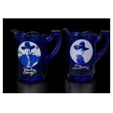Cobalt Blue Glass Western Pitchers Pair