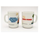 2 Snoopy Fire-King Mugs Skater & Cycling