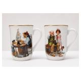 Norman Rockwell Porcelain Mug Pair, 1982