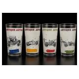 4 Antique Autos Themed Glasses
