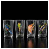 4 Bird-Themed Drinking Glasses