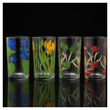 4 Floral Patterned Drinking Glasses