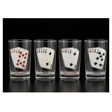 4 Poker Hand Theme Drinking Glasses