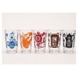 10 Vintage Printed Juice Glasses