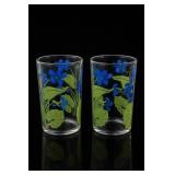 Pair Glass Tumblers with Floral Design
