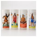 4 Ohio Indian Glass Tumblers