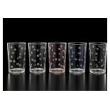 5 Colored Dot Pattern Glass Tumblers