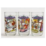3 1963 Flintstones Glass Tumblers