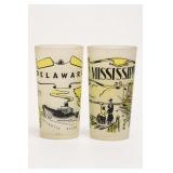 Delaware and Mississippi Souvenir Glasses