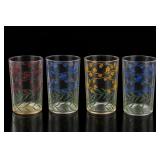 4 Floral Patterned Drinking Glasses