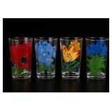 4 Floral Printed Glass Tumblers