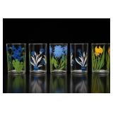 5 Floral Decorative Drinking Glasses