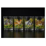 4 Animal Jungle Theme Glass Tumblers