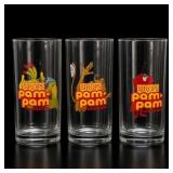 3 Sirop Pam-Pam Cusenier Glasses