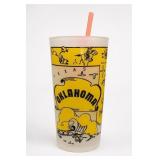 Oklahoma Souvenir Map Tumbler with Pink Straw