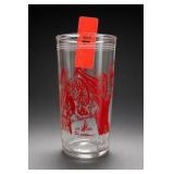Decorated Clear Glass Highball Red Graphics