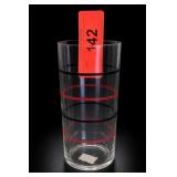 Red and Black Banded Clear Glass Tumbler