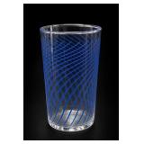 Blue Spiral-Lattice Clear Glass Tumbler