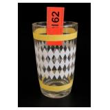 Single Decorated Clear Glass Tumbler Yellow Bands
