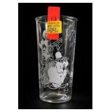 Clear Glass Clown/Circus Decorated Tumbler w/ Tag
