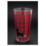 Decorated Red-and-Black Geometric Glass Tumbler