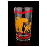 Single Decorated Clear Glass Tumbler Lion Imagery