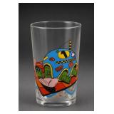Cartoon Turtle Racing-Themed Glass Tumbler