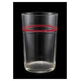 One Clear Glass Vessel with Two Red Bands