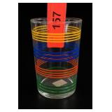 Single Striped Clear Glass Tumbler, Green Bands