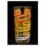 Hawaii Souvenir Glass Tumbler w/ Waikiki Decals