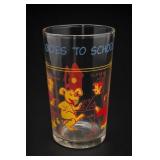 Vintage Cartoon "Goes to School" Glass Tumbler