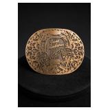 Ornate Oval Western Belt Buckle with Raised Script