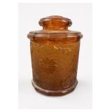 Tiara Glass Amber Lidded Biscuit Jar