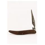 Marked U.S.A. Folding Fish Knife w/ Serrated Blade