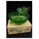 Anchor Hocking Spearmint Glass Chip-and-Dip w/ Box