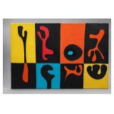 Original Unsigned Abstract Painting on Black 24 in