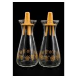 Pair Pyrex Salt Pepper Shakers Butterfly Gold
